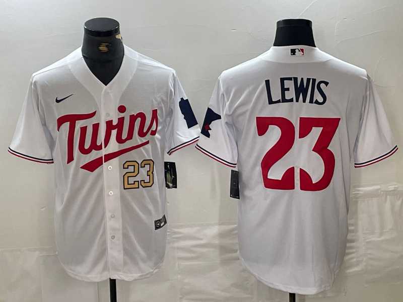 Men%27s Minnesota Twins #23 Royce Lewis Number White Stitched MLB Cool Base Nike Jerseys